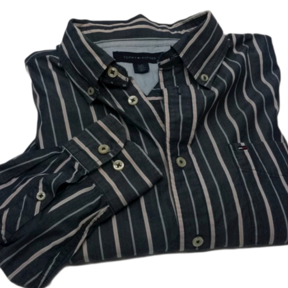 Tommy Hilfiger Men's Size Large Long Sleeve Button Down Shirt Top